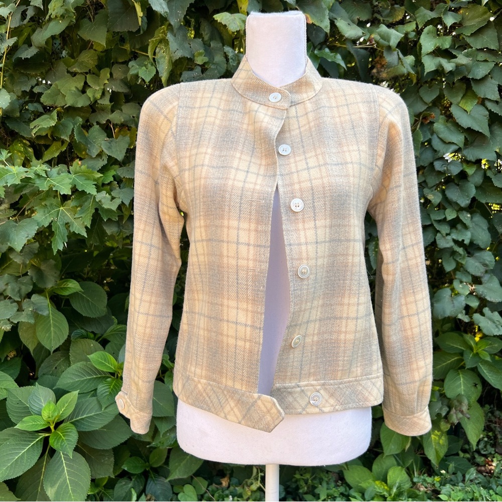 Vintage 1960’s John Meyer neutral plaid wool jacket